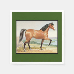 Arabian Bay Horse – Vintage Watercolor Fine Art Napkin