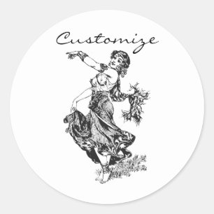 Arabian Belly Dancer Vintage Art Thunder_Cove Classic Round Sticker
