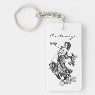 Arabian Belly Dancer Vintage Art Thunder_Cove Key Ring