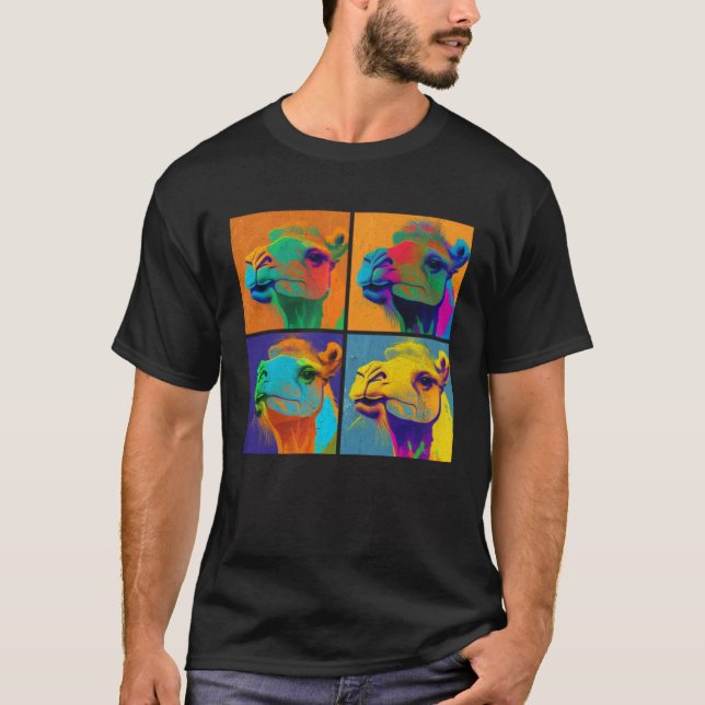 Arabian Camel Pop Illustration Colorful Animal T-Shirt (Front)