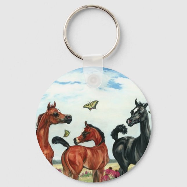arabian foals in summer key ring (Front)