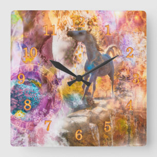ARABIAN HORSE "CENTAURI” SQUARE WALL CLOCK