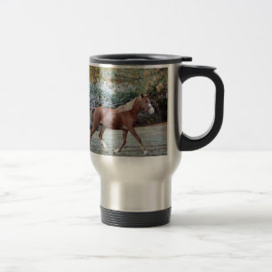 Arabian Horse running free on the pasture Travel Mug