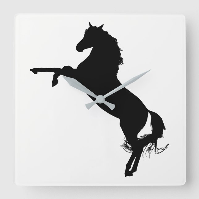 Arabian Horse Silhouette Square Wall Clock (Front)