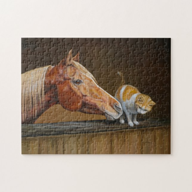 Arabian Horse with Barn Cat Equestrian Puzzle (Horizontal)