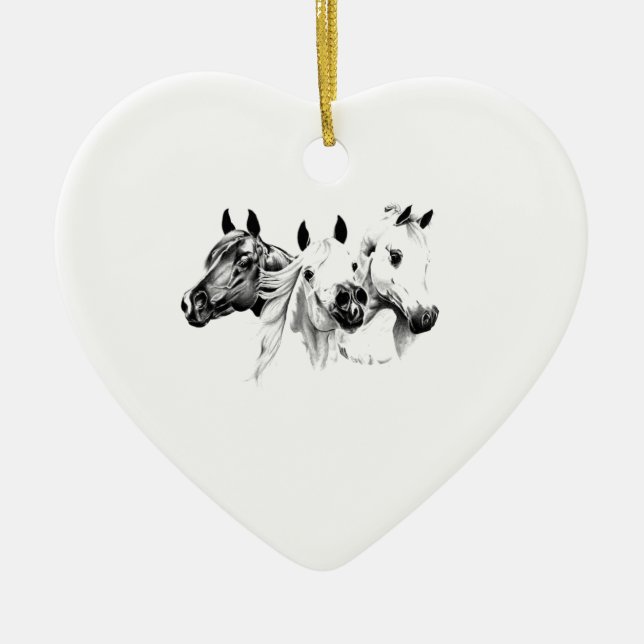 Arabian Horses Ceramic Tree Decoration (Front)