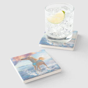 Arabian Horses "HORSES OF STELLAR ISLAND" Stone Coaster