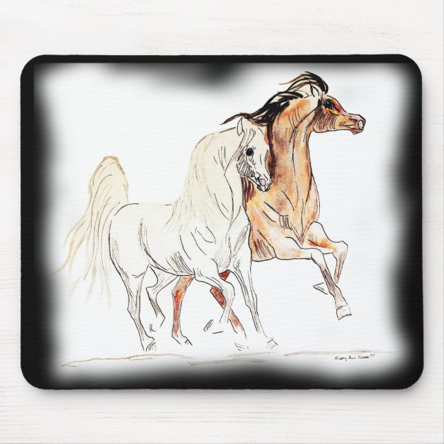 Arabian Horses Mouse Pad - Two Friends Tu (Front)