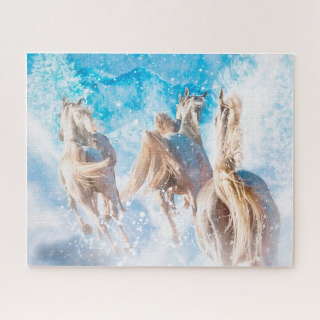ARABIAN HORSES WINTER TAILS JIGSAW PUZZLE (Horizontal)