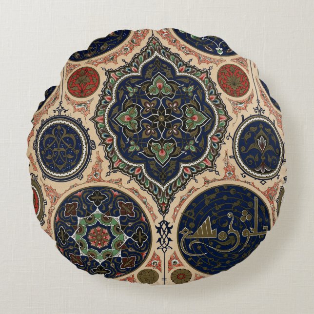 Arabian Intricate Retro Pattern Round Cushion (Front)