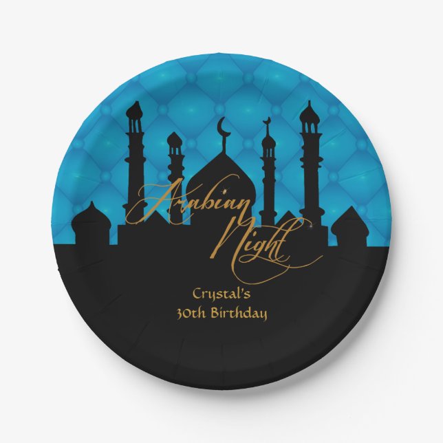 Arabian Night, 30th Birthday 7 Inch Paper Plate (Front)