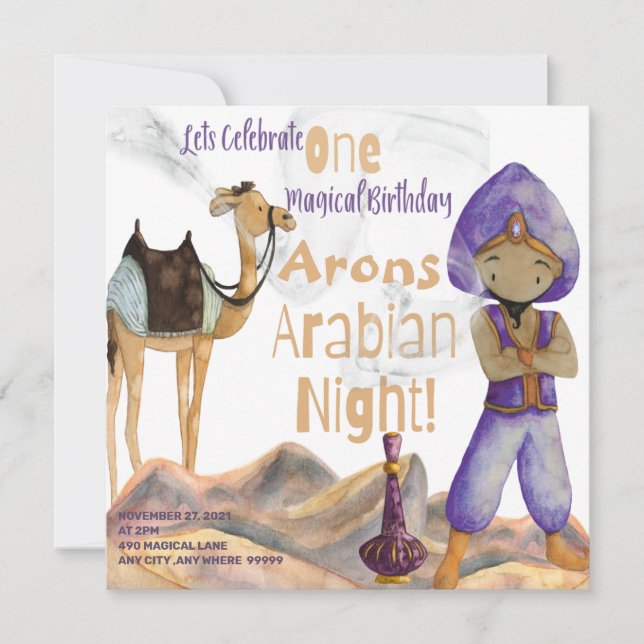 Arabian Night Birthday Invitation Card (Front)
