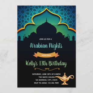 Arabian night birthday party invitation