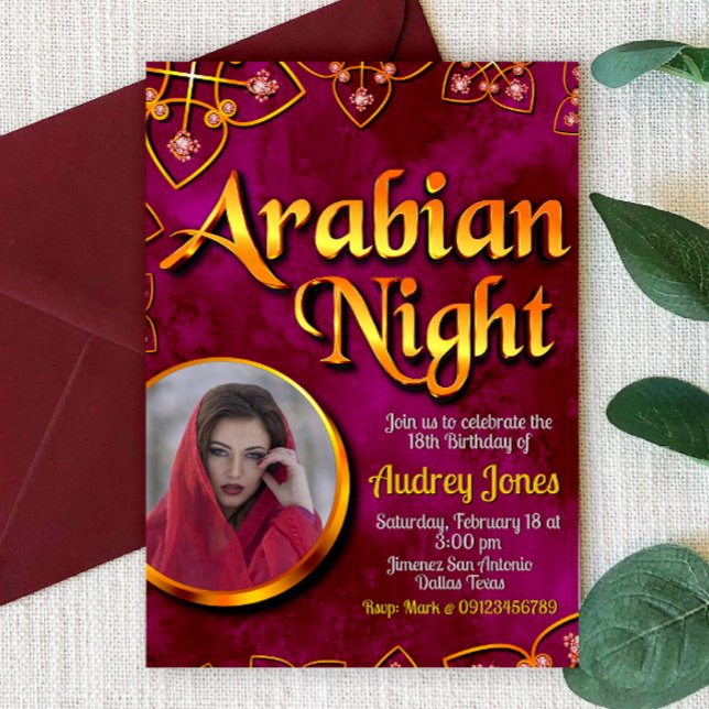Arabian Night with Photo - Pink Invitation (Creator Uploaded)