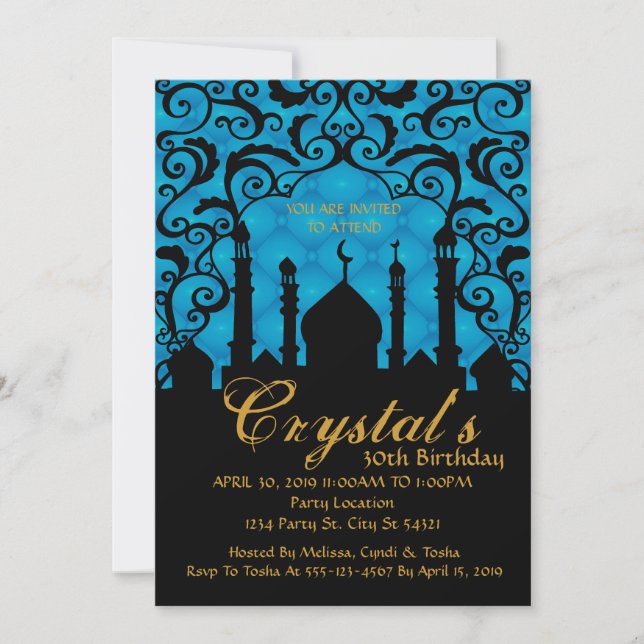 Arabian Nights, 30th Birthday Invitations (Front)