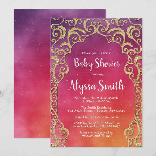 Arabian Nights Baby Shower Invitation (Front/Back)