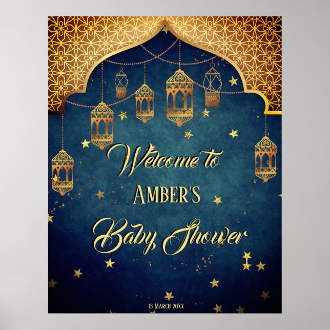 Arabian nights Baby shower personalised welcome  Poster (Front)