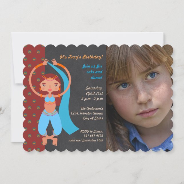 Arabian nights Birthday Party photo invitation (Front)