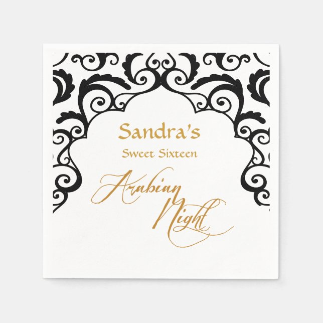 Arabian Nights, Black and Gold Napkin (Front)