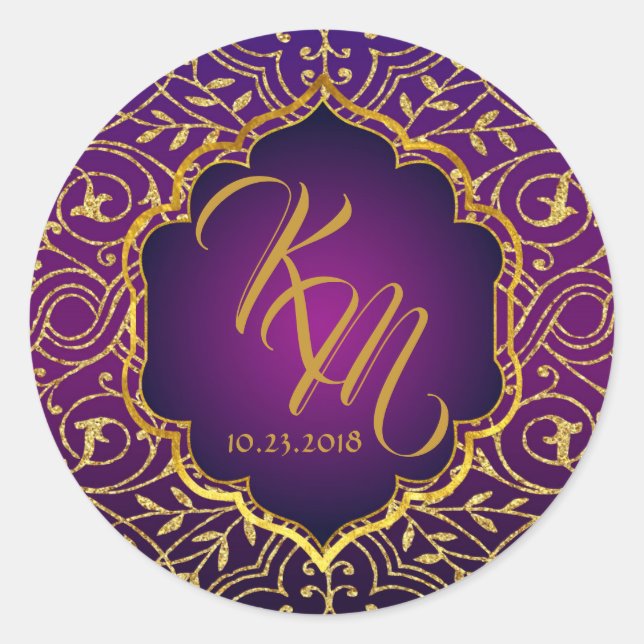 Arabian Nights Bollywood Monogram Wedding Label (Front)