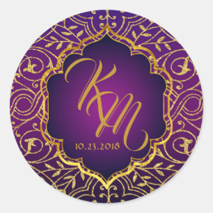 Arabian Nights Bollywood Monogram Wedding Label