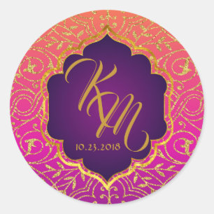 Arabian Nights Bollywood Monogram Wedding Label