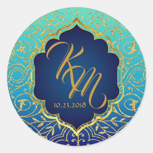 Arabian Nights Bollywood Monogram Wedding Label (Front)
