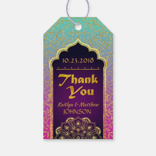 Arabian Nights Bollywood Thank You Gift Tag (Front)