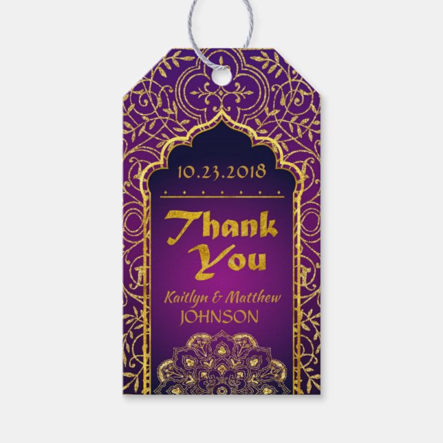 Arabian Nights Bollywood Thank You Gift Tag (Front)