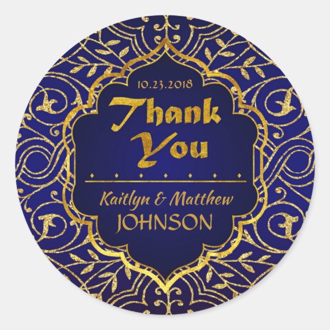 Arabian Nights Bollywood Thank You Label (Front)