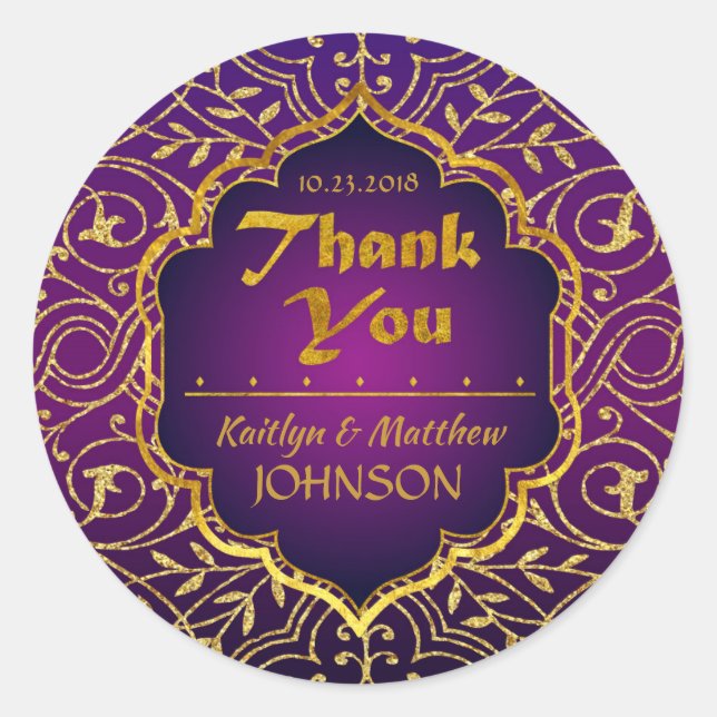 Arabian Nights Bollywood Thank You Label (Front)