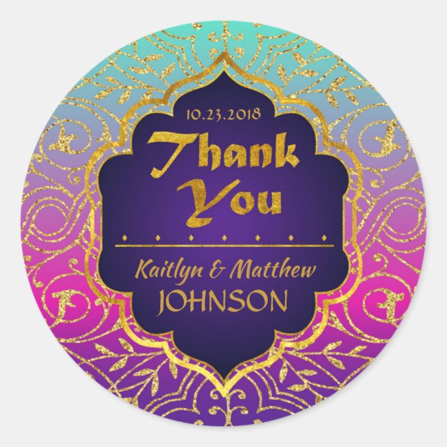 Arabian Nights Bollywood Thank You Label (Front)