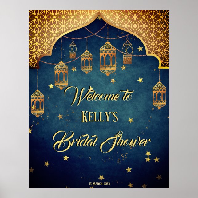 Arabian nights Bridal shower personalised welcome Poster (Front)