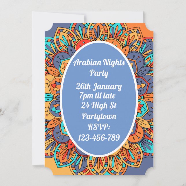 Arabian Nights colourful mosaic party theme Invitation (Front)