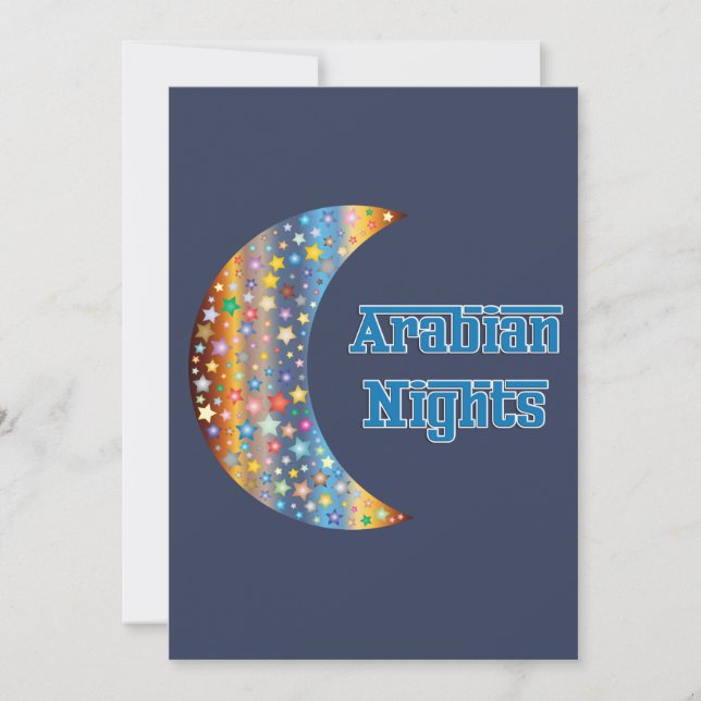 Arabian Nights Crescent Moon Star Design Invitation (Front)