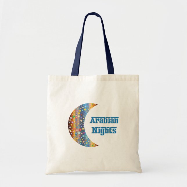Arabian Nights Crescent Moon Star Design Tote Bag (Front)