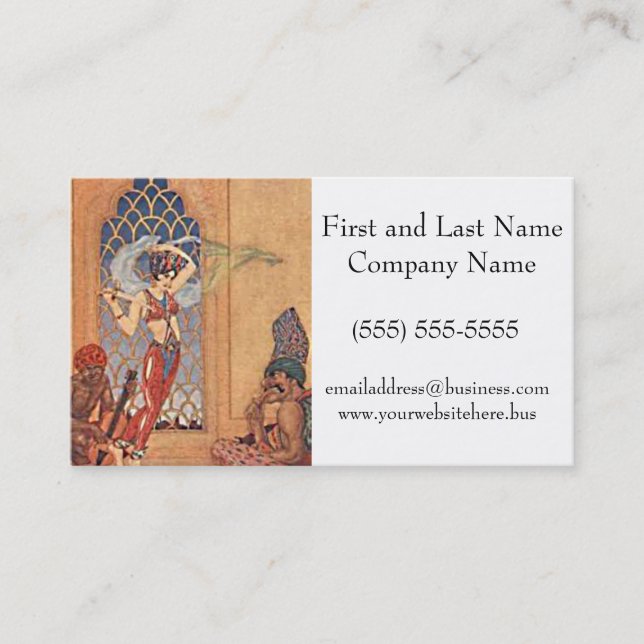 Arabian Nights Exotic Belly Dancer with Scarves Business Card (Front)