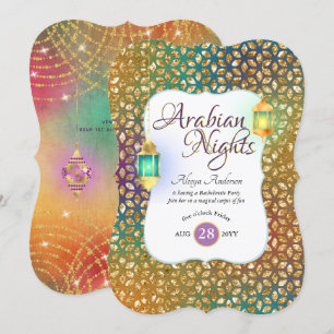 Arabian Nights Exotic Party String Lights Lanterns Invitation