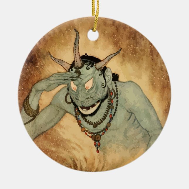 Arabian Nights Genie by Edmund Dulac Ceramic Tree Decoration (Front)