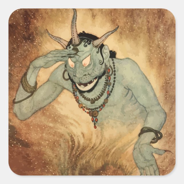 Arabian Nights Genie by Edmund Dulac Square Sticker (Front)