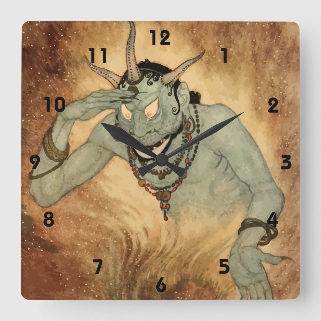Arabian Nights Genie by Edmund Dulac Square Wall Clock (Front)