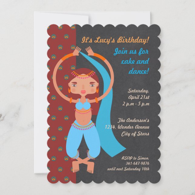 Arabian nights girl Birthday Party invitation (Front)