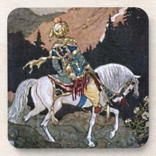 Arabian Nights Knight Prince on White Horse Coaster