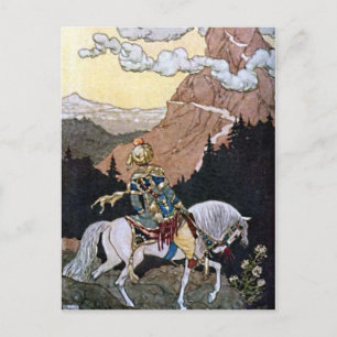Arabian Nights Knight Prince on White Horse Postcard