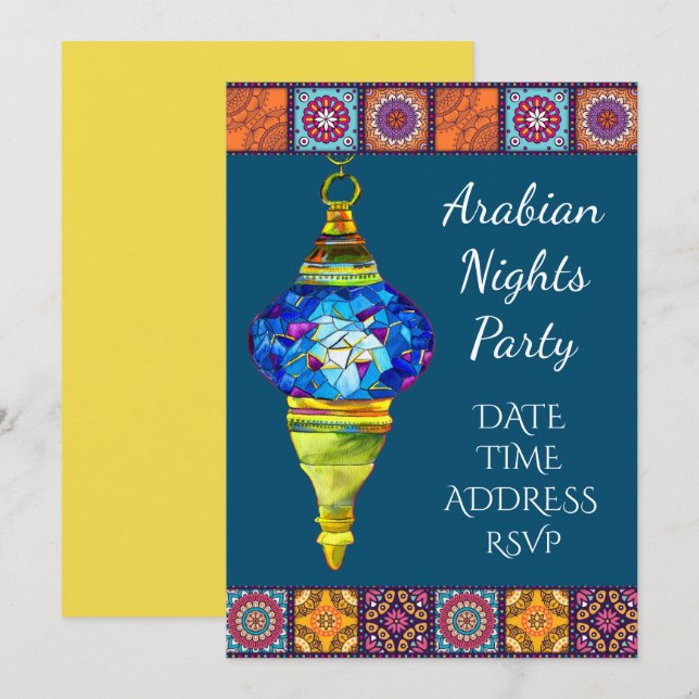 Arabian Nights Lanterns party theme Invitation (Front/Back)