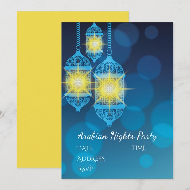 Arabian Nights Lanterns party theme Invitation (Front/Back)