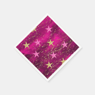 Arabian Nights Magenta & Gold Stars Napkin