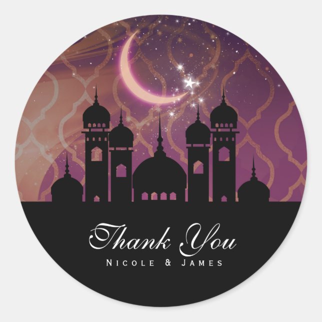 Arabian Nights Moroccan Middle Eastern Party Classic Round Sticker (Front)