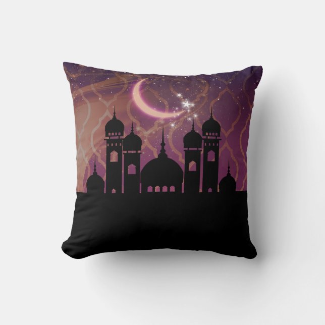 Arabian Nights Moroccan Middle Eastern Purple Pink Cushion (Front)
