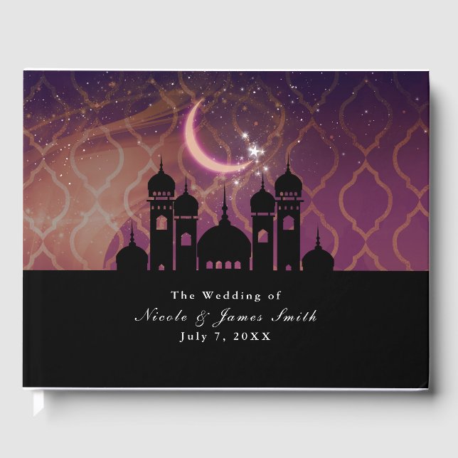 Arabian Nights Moroccan Middle Eastern Wedding Guest Book (Front)